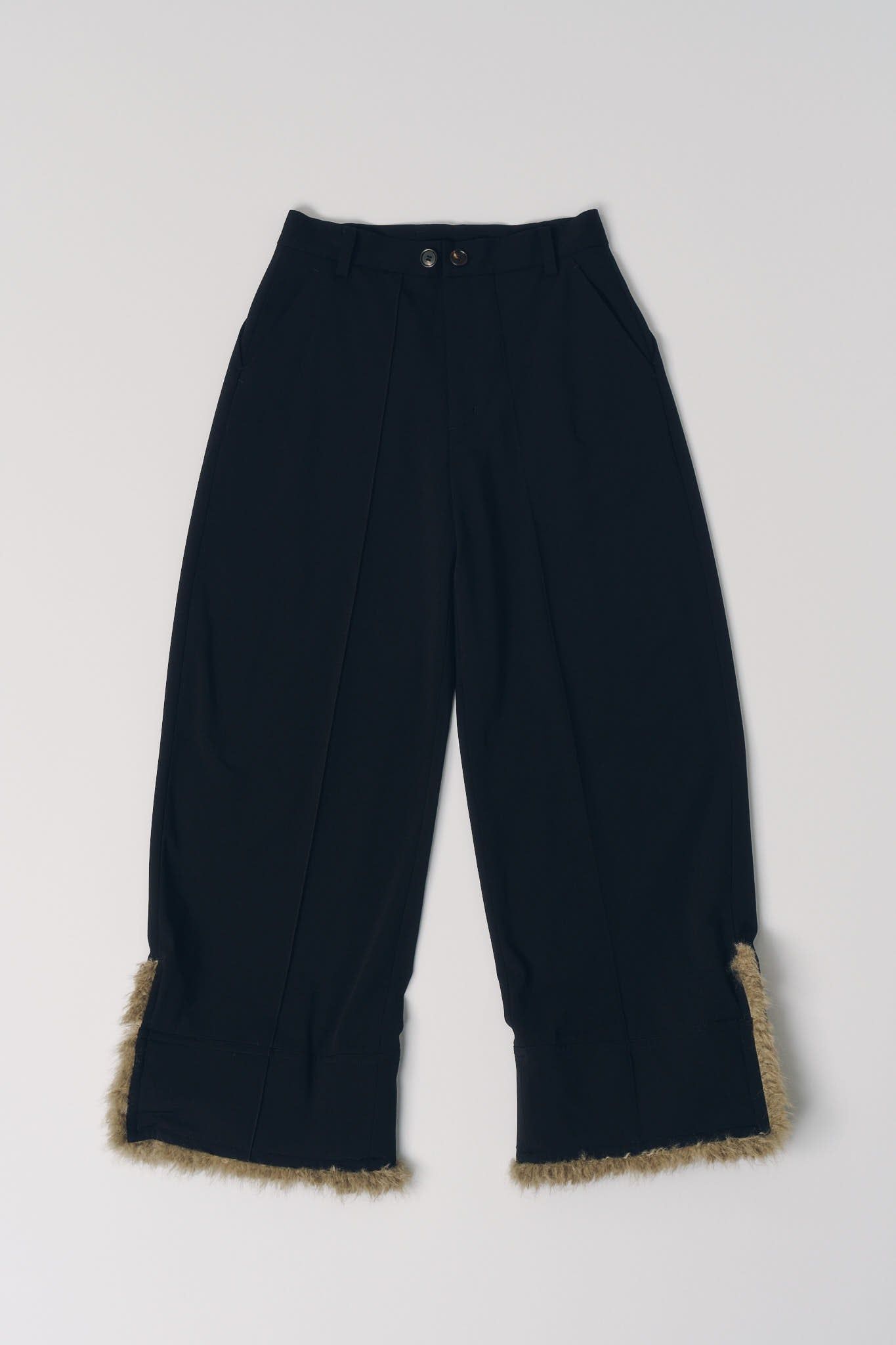 ダブルヘムファートラウザー (ブラックファー) double hem fur trousers(unisex) (Black Fur) / 26AW