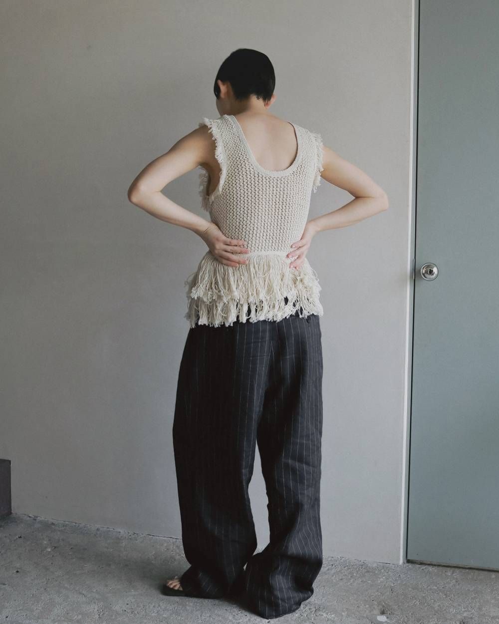 フリンジ ニットタンクトップ (アイボリー) Fringe Knit Tanktop (Ivory) / 26SS