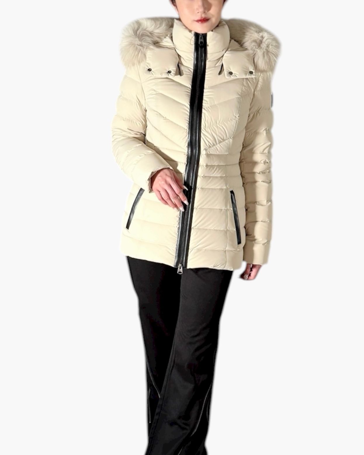 【25AW】PATSY-BX / ファー付きストレッチダウンジャケット (トレンチ) / レディース