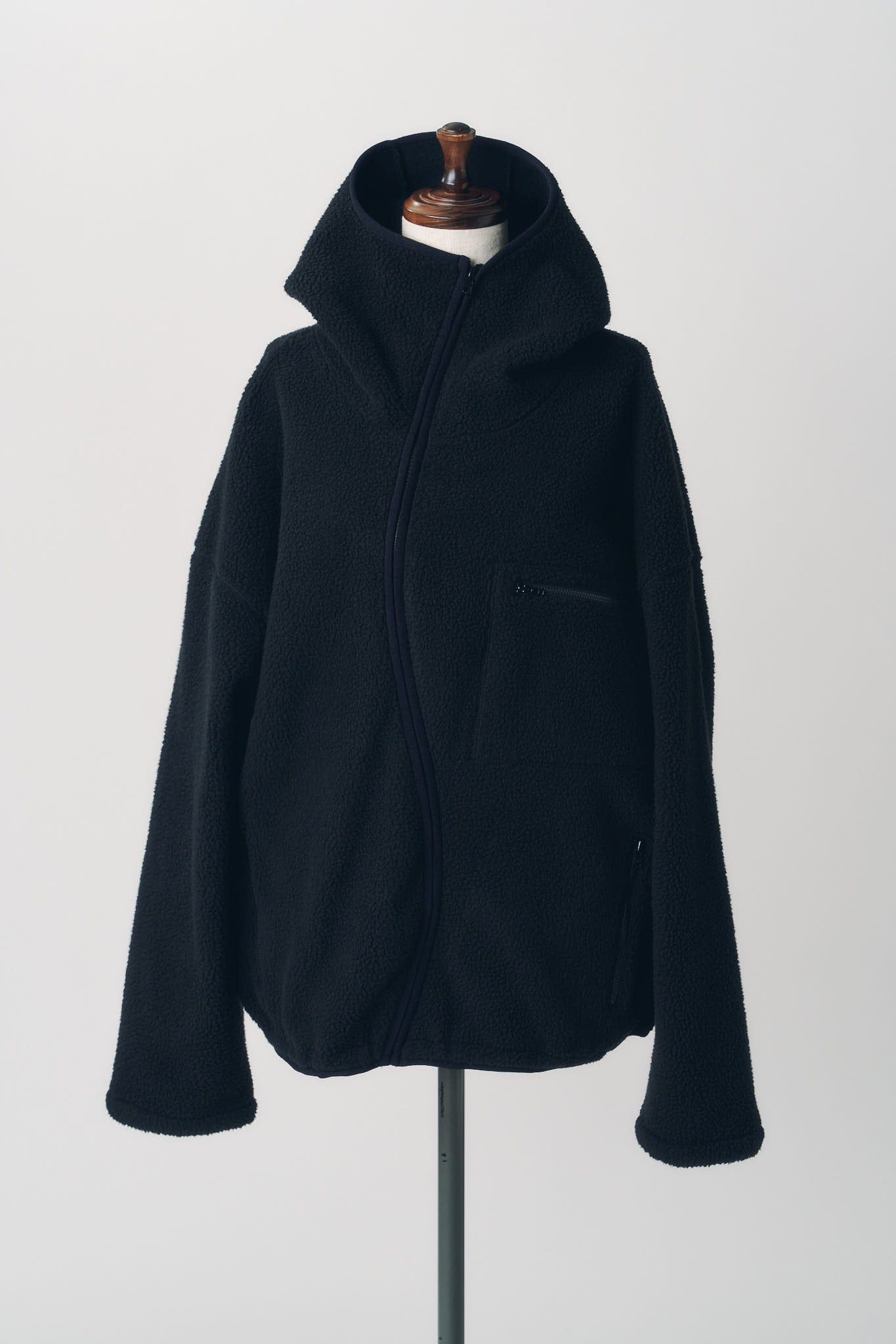 カーブジップ ボアフーディ (ブラック) curved zip boa hoodie(unisex) (Black) / 26AW
