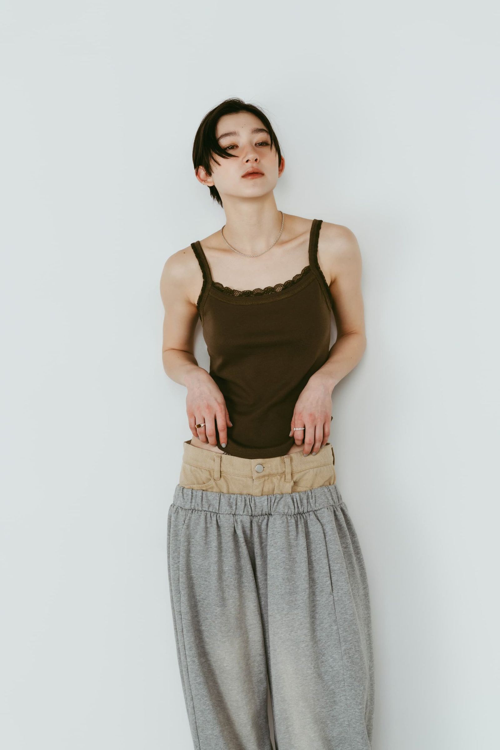 レースディテール キャミソール (カーキ) lace detail camisole (Khaki) /  26SS