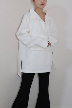 HALF ZIP MESH SWEAT  / ハーフメッシュスウェット (ホワイト) / ドロストデザイン
