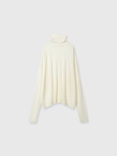 【BF割引対象12/2まで】【25AW】FINE WOOL OVER HIGH NECK TOPS / ファインウール ハイネックニットトップス  (ホワイト)