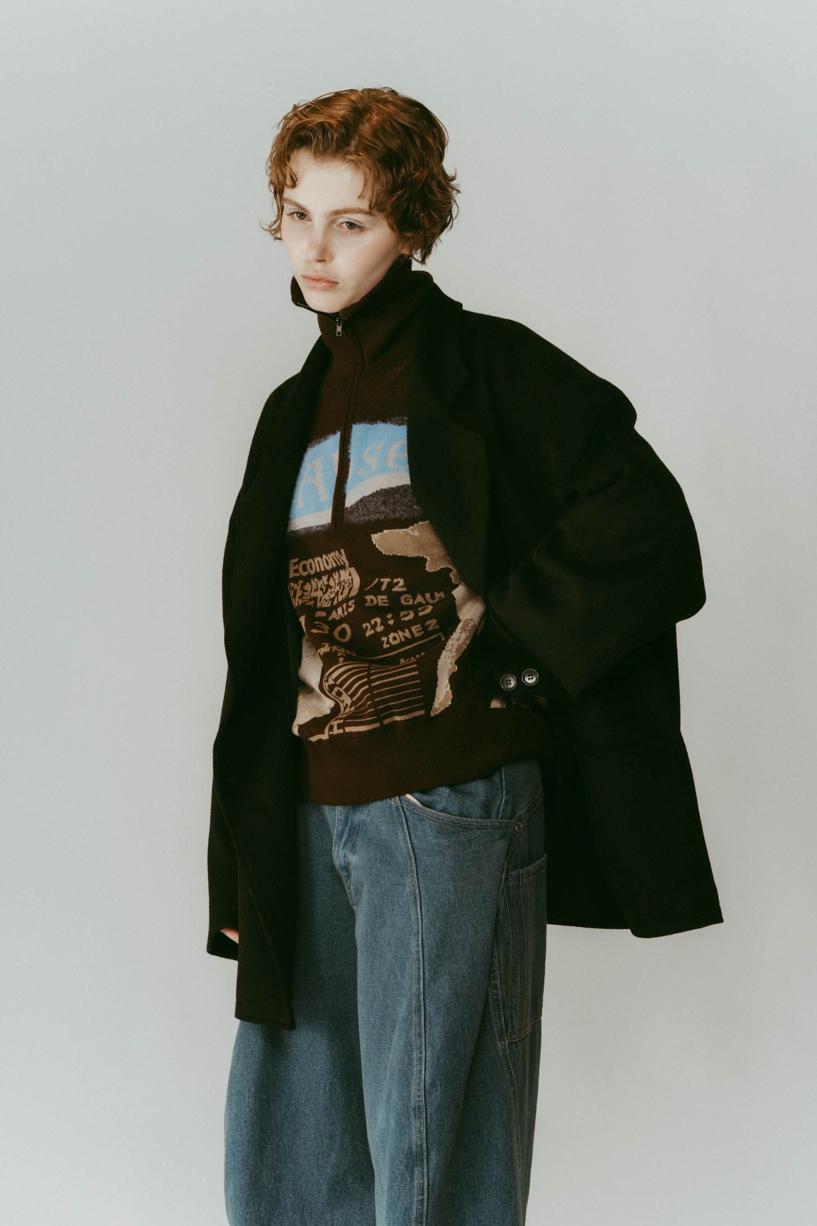 muffler overlay jacket(unisex) / マフラー オーバージャケット (ブラック) / 25AW