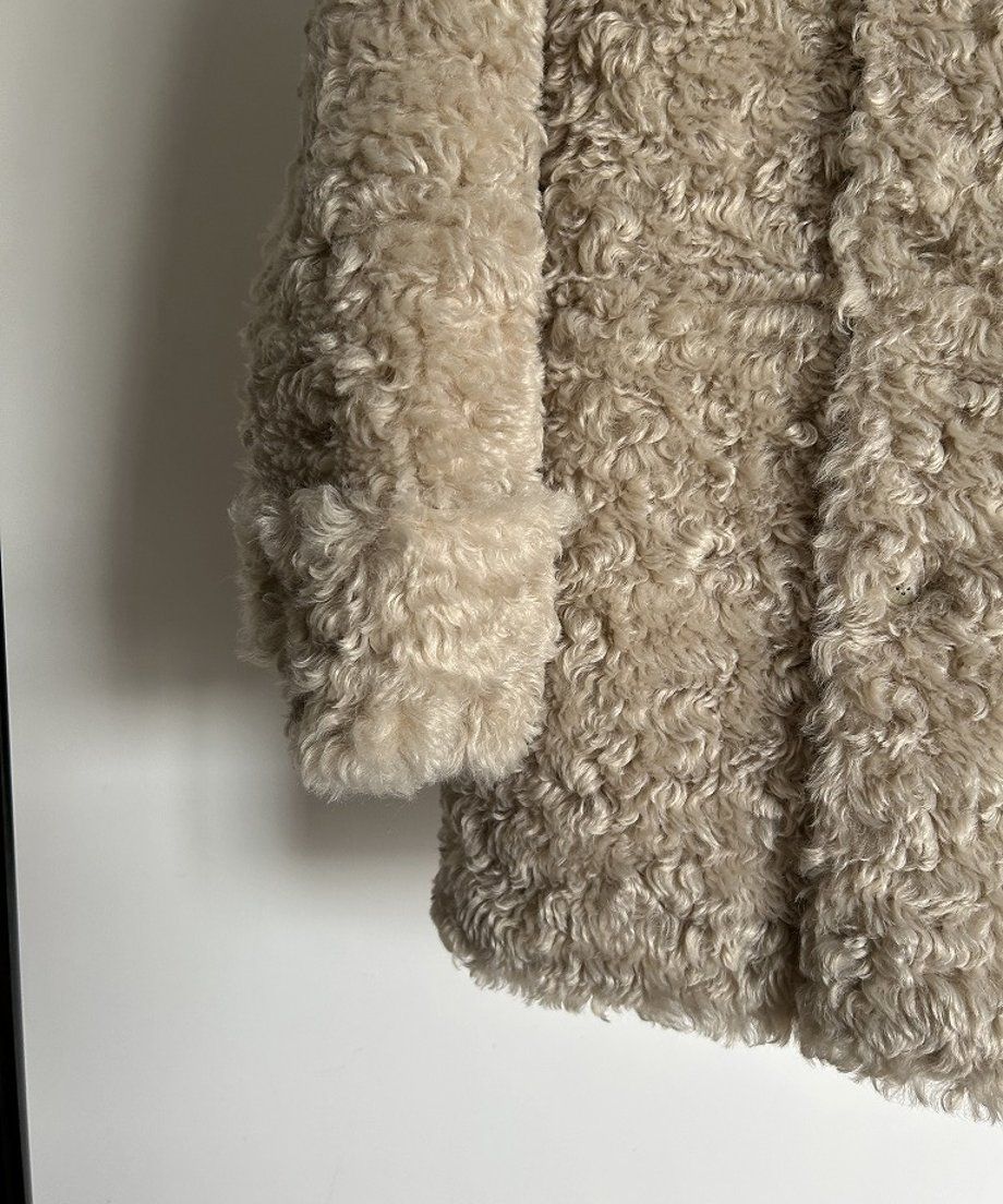 【25AW】Vintage Like Fake Mouton Reversible Coat (クリーム) / ヴィンテージライクムートン リバーシブルファーコート / エコファー / フェイクファー