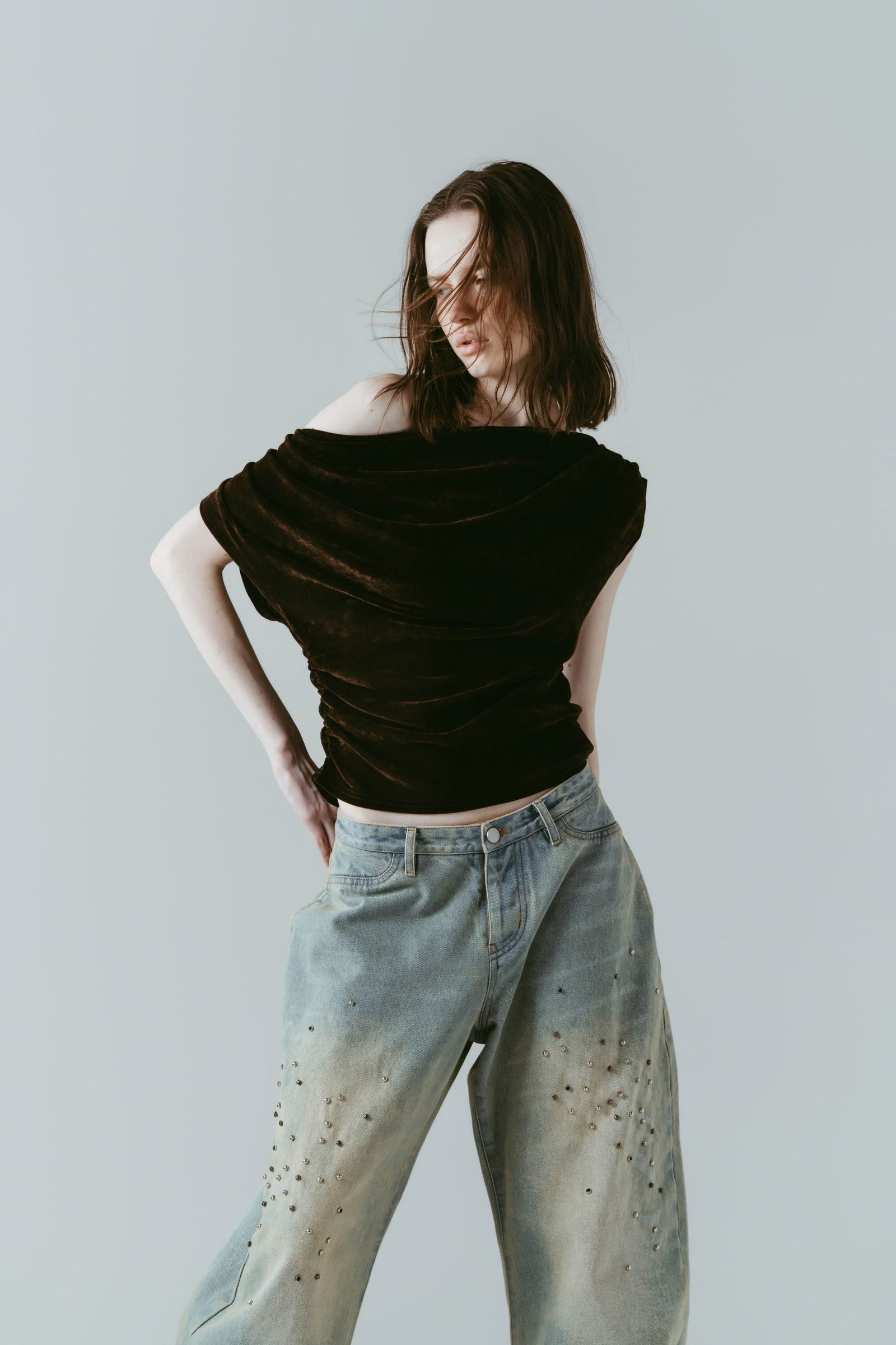 シアーベロア トップス (ブラウン) sheer velour top (Brown) /  26SS