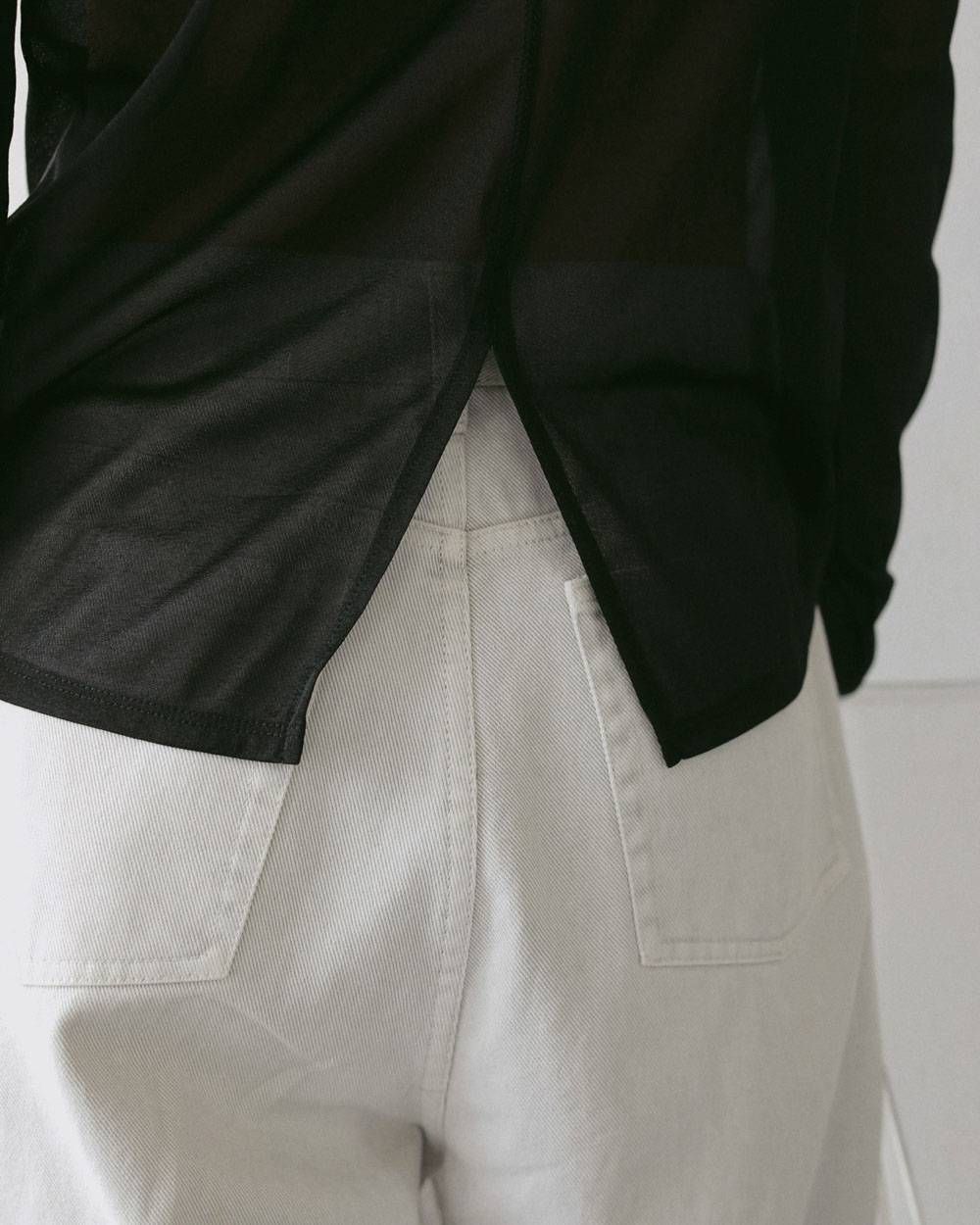 スリット シフォントップス (ブラック) Slit Chiffon Tops (Black) / 27SS