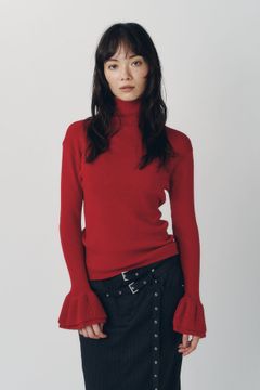 フリルハイネックニット (レッド) frill high neck knit (Red) / 26AW