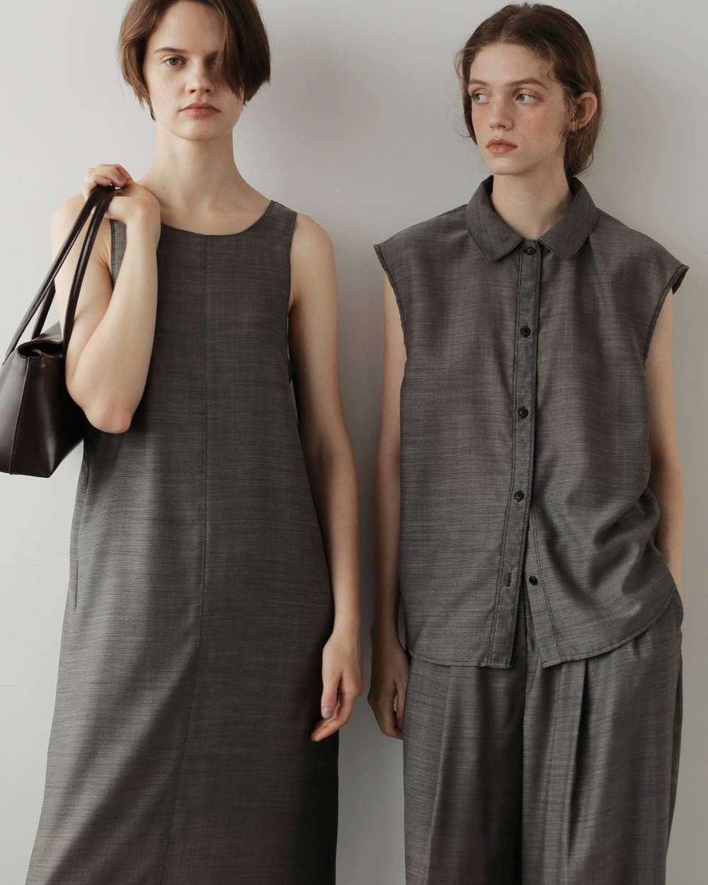 ウールシャンブレー ノースリーブシャツ (グレージュ) Woolchambray Sleeveless Shirts (Graige) / 27SS