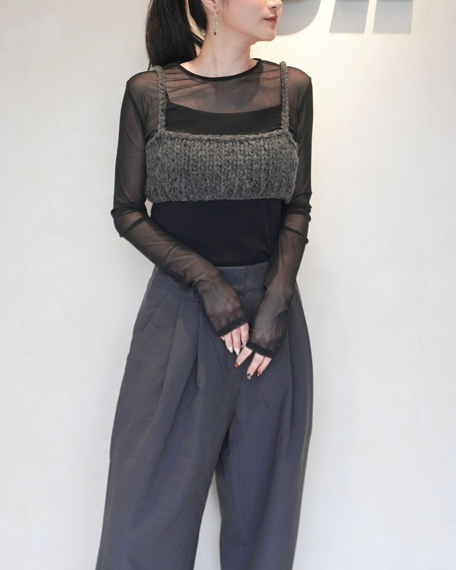 【25AW】Low Gauge Knit Bustier / ローゲージニットビスチェ (グレー)