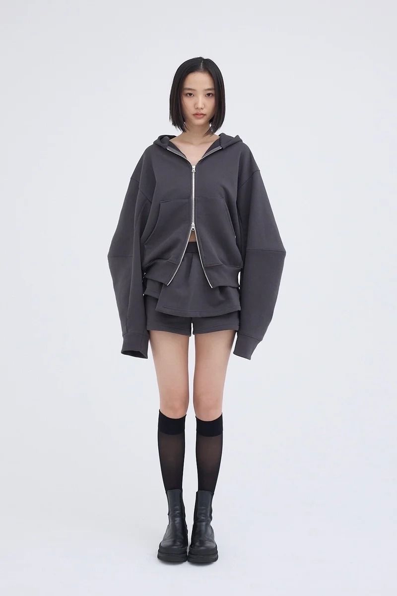 Edge forme ZIP hoodie / エッジフォーム ジップフーディ (チャコール)