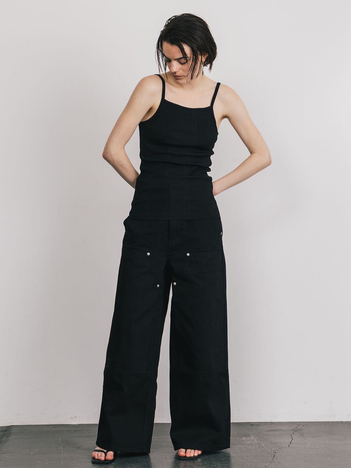 【25SS】ACETATE KNIT CAMI / アセテート ニットキャミ (ブラック)