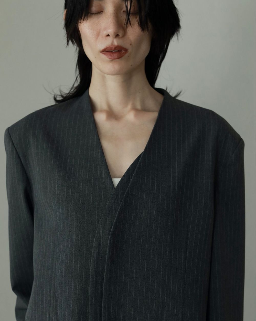 Collarless Over Jacket / カラーレスオーバージャケット (チャコールグレー)