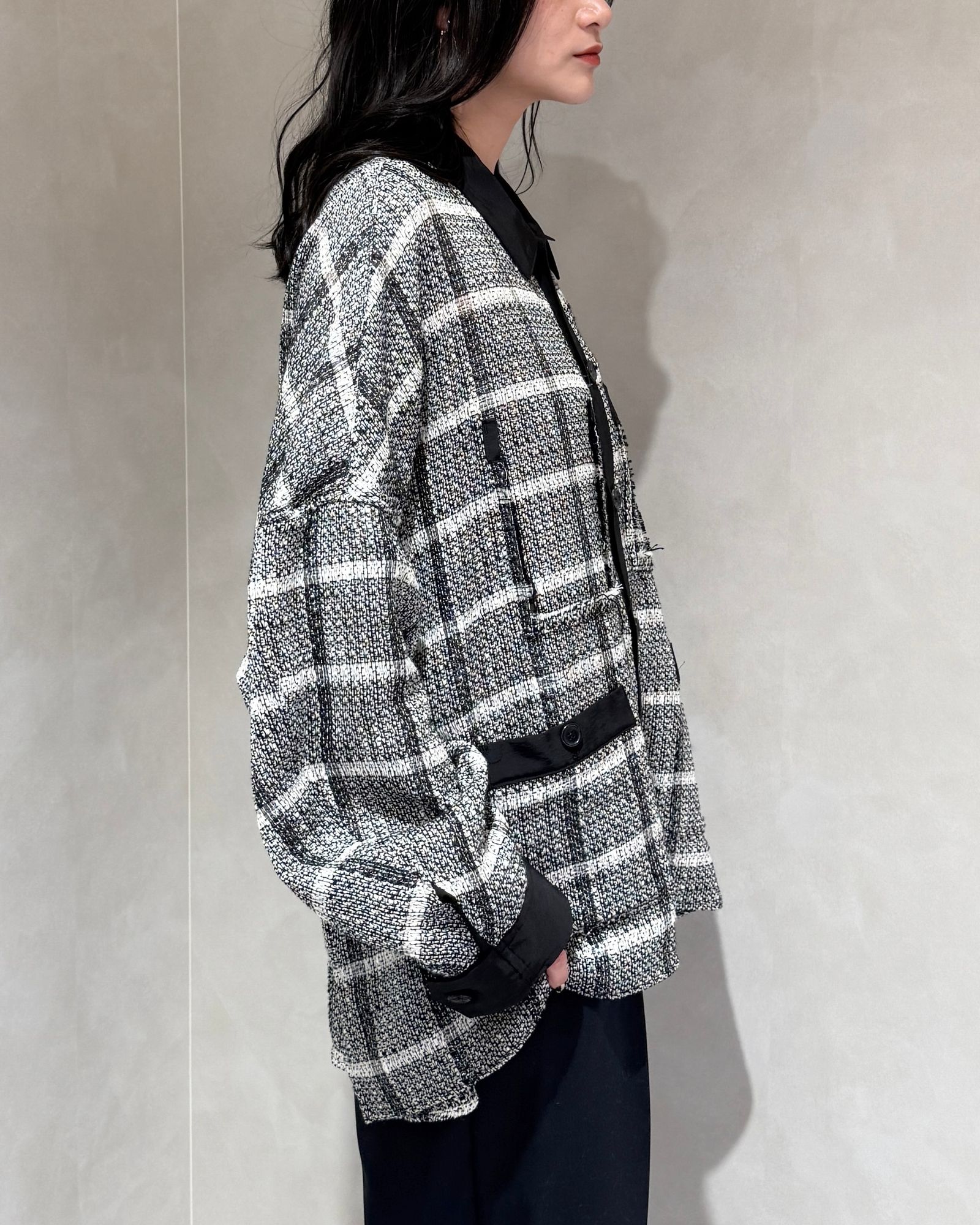11XL Tear Off Sheer Tweed Jacket / シアーツイード ジャケット (ホワイト)