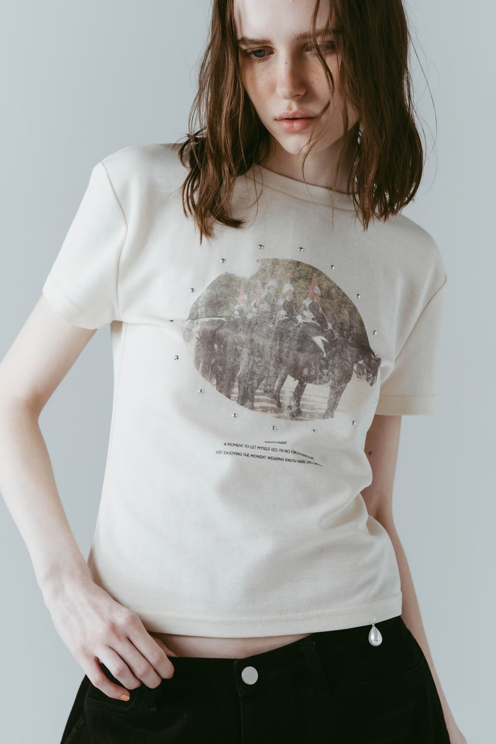 スタッズコンパクトTシャツ (アイボリー) studded compact tee (Ivory) /  26SS
