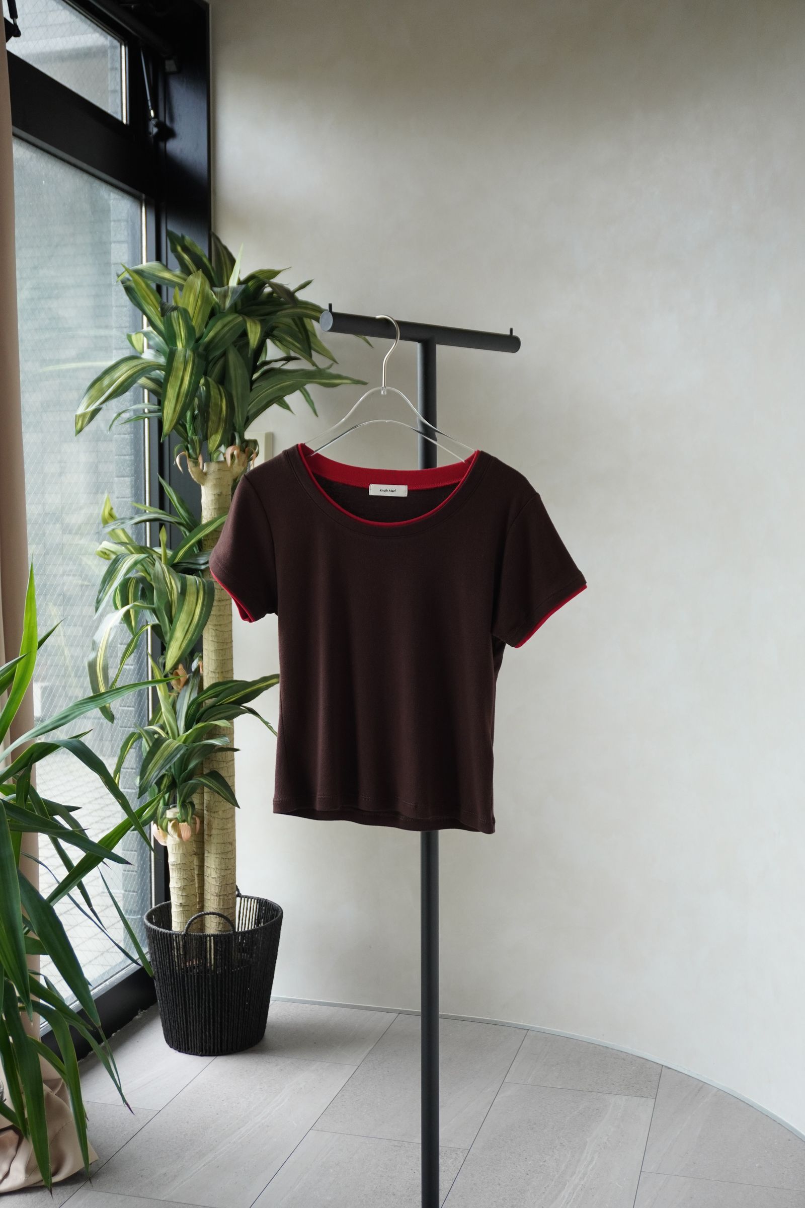 レイヤード クルーネックTシャツ (ブラウン) layered crewneck tee (Brown) /  26SS