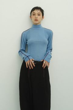 2way piping high neck knit / パイピングハイネックニット (ブルー)  Knuth Marf
