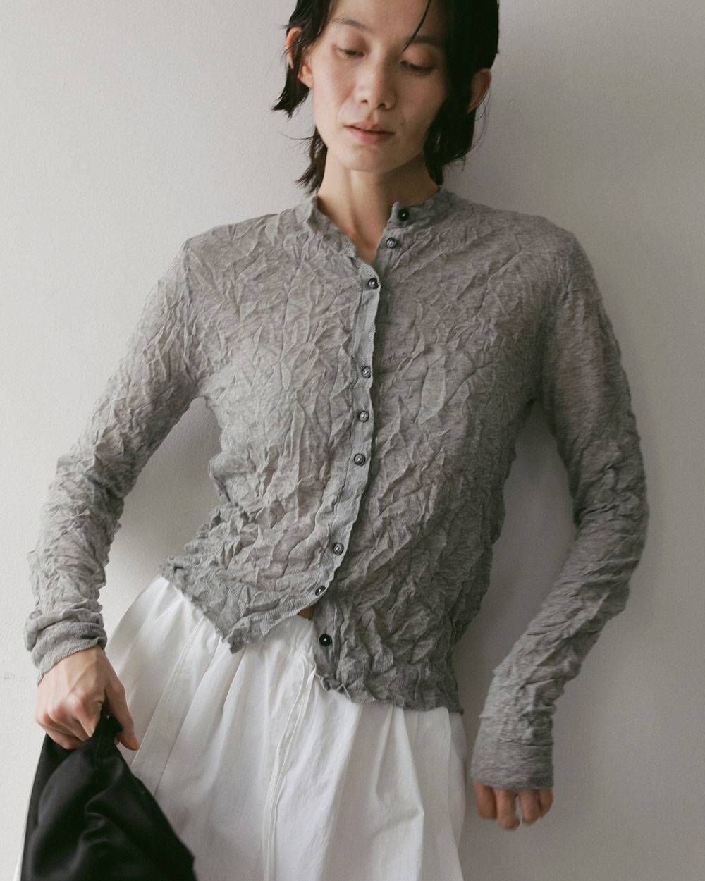 ウォッシャーニットカーディガン (グレー) Washer Knit Cardigan (Gray) / 27SS