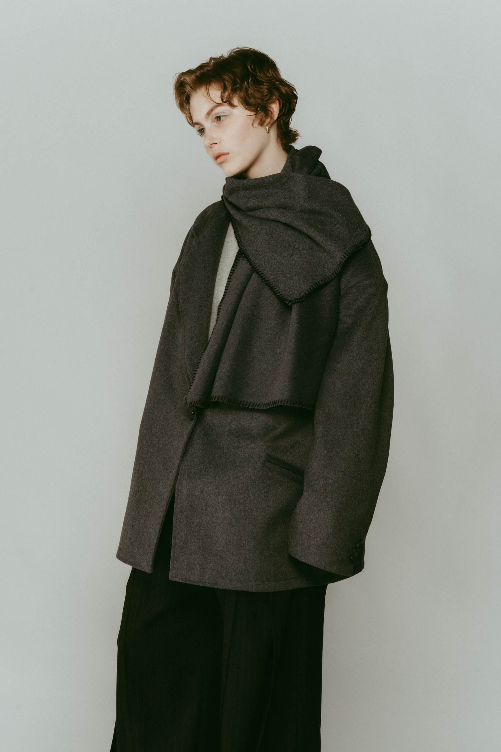 muffler overlay jacket(unisex) / マフラー オーバージャケット (グレー) / 25AW