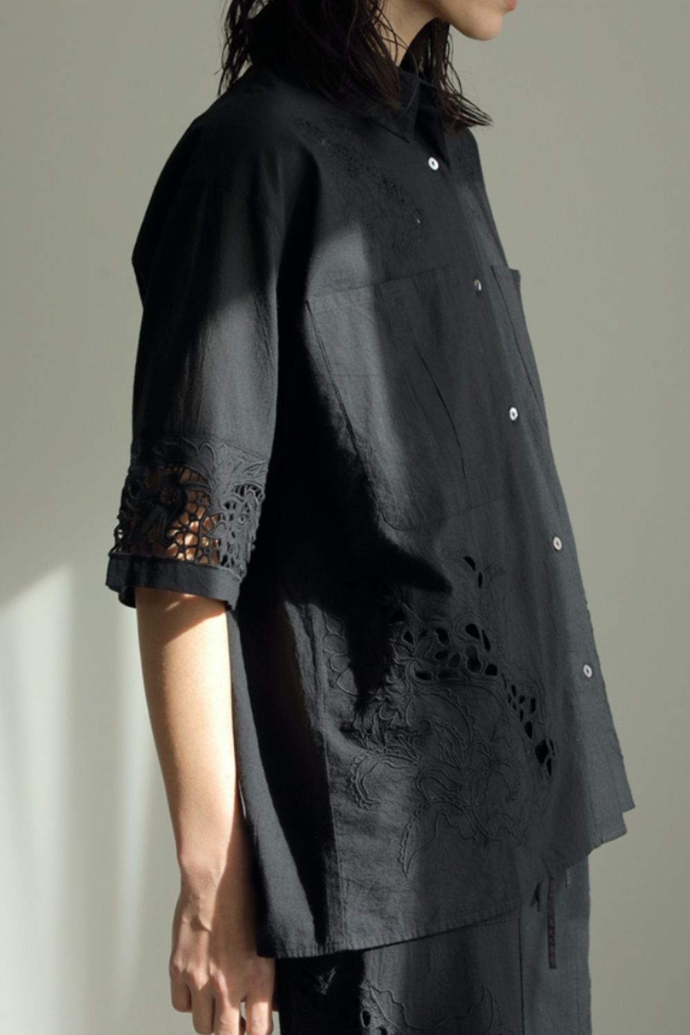 ànuke - Cutwork Lace Shirts / カットワーク レースシャツ (ブラック ...