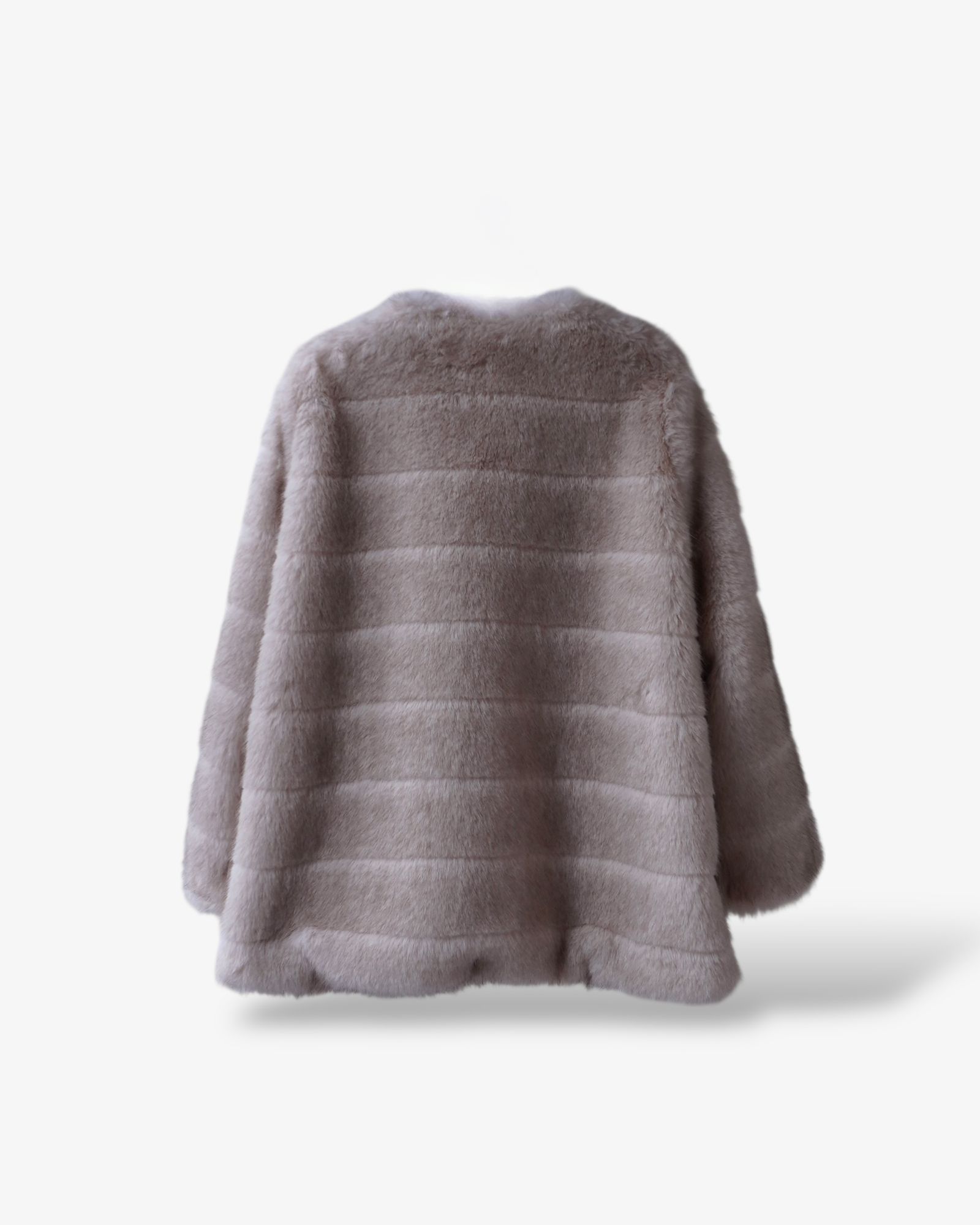 【25AW】Border Fur Coat (クリーム) / ボーダーファーコート / エコファー / フェイクファー