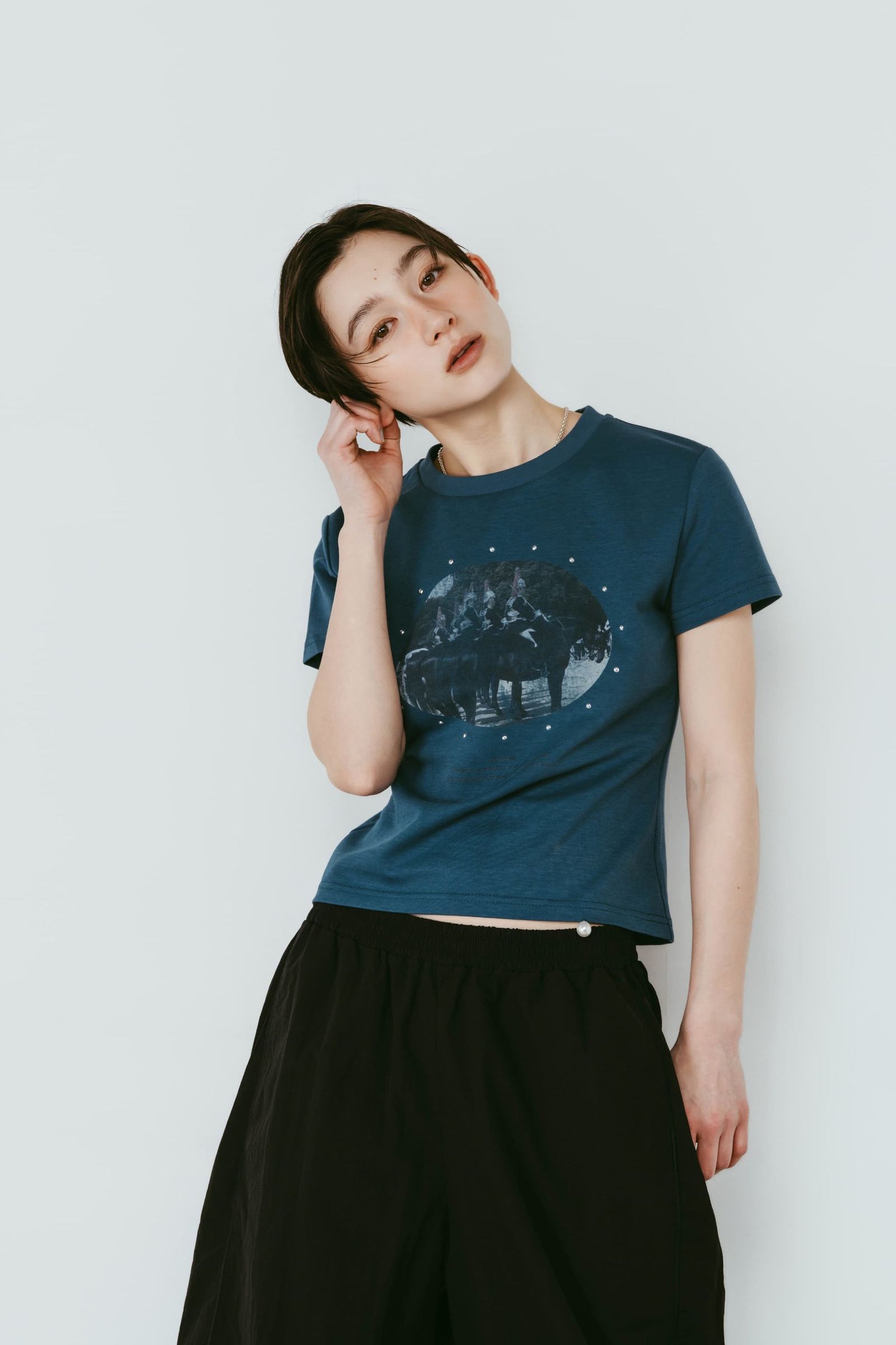 スタッズコンパクトTシャツ (ブルー) studded compact tee (Blue) /  26SS