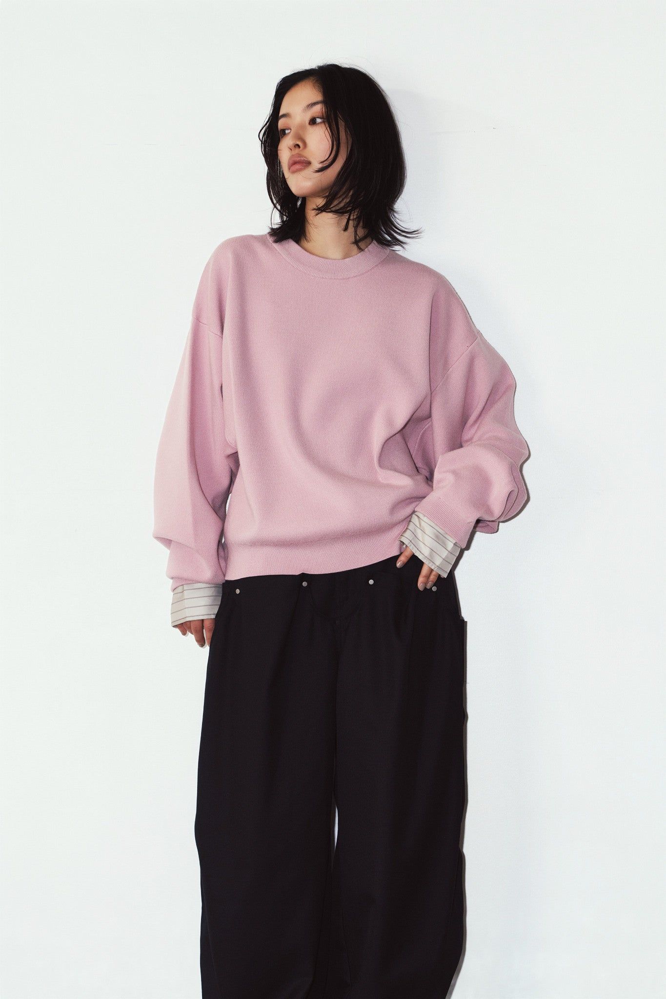 【UNISEXサイズ】2ウェイ ノームコア ニット (ピンク) 2way cuffs normcore knit(unisex) (Pink) / 26AW