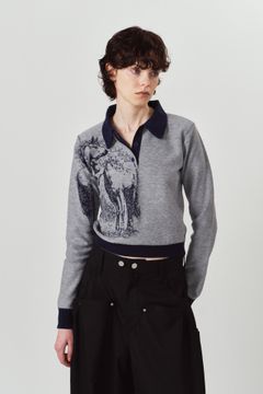 ジャガードポロニット (ネイビー) jacquard polo knit (Navy) / 26AW