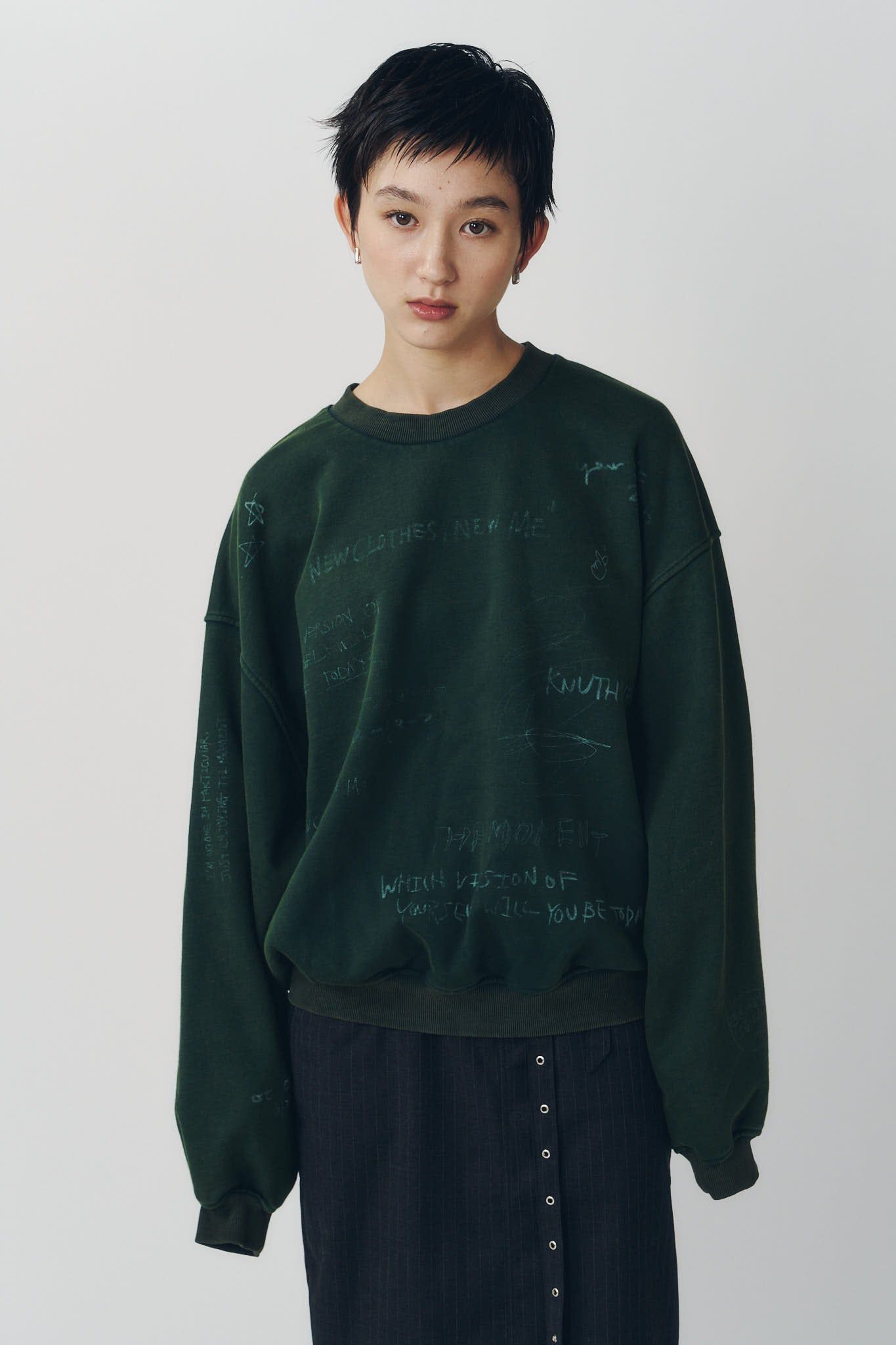 メッセージ スウェット (グリーン) message sweatshirt(unisex) (Green) / 26AW