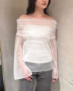 SHEER OFF SHOULDER KNIT / シアー オフショルダーニット (ミルク)
