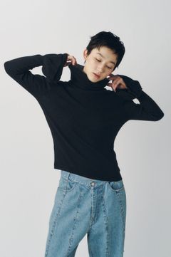 フリルハイネックニット (ブラック) frill high neck knit (Back) / 26AW
