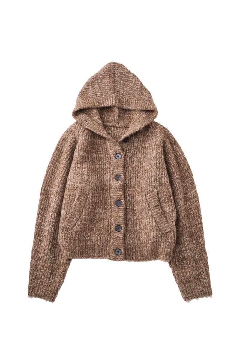 hooded cardigan knit / フーデッド カーディガンニット (ブラウン) / 25AW
