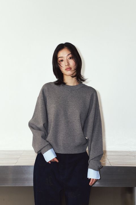 【LADIESサイズ】2ウェイ ノームコア ニット (グレー) 2way cuffs normcore knit (Gray) / 26AW