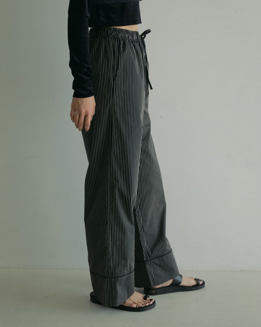 Stripe Pajamas Pants / ストライプ パジャマパンツ (ブラック)