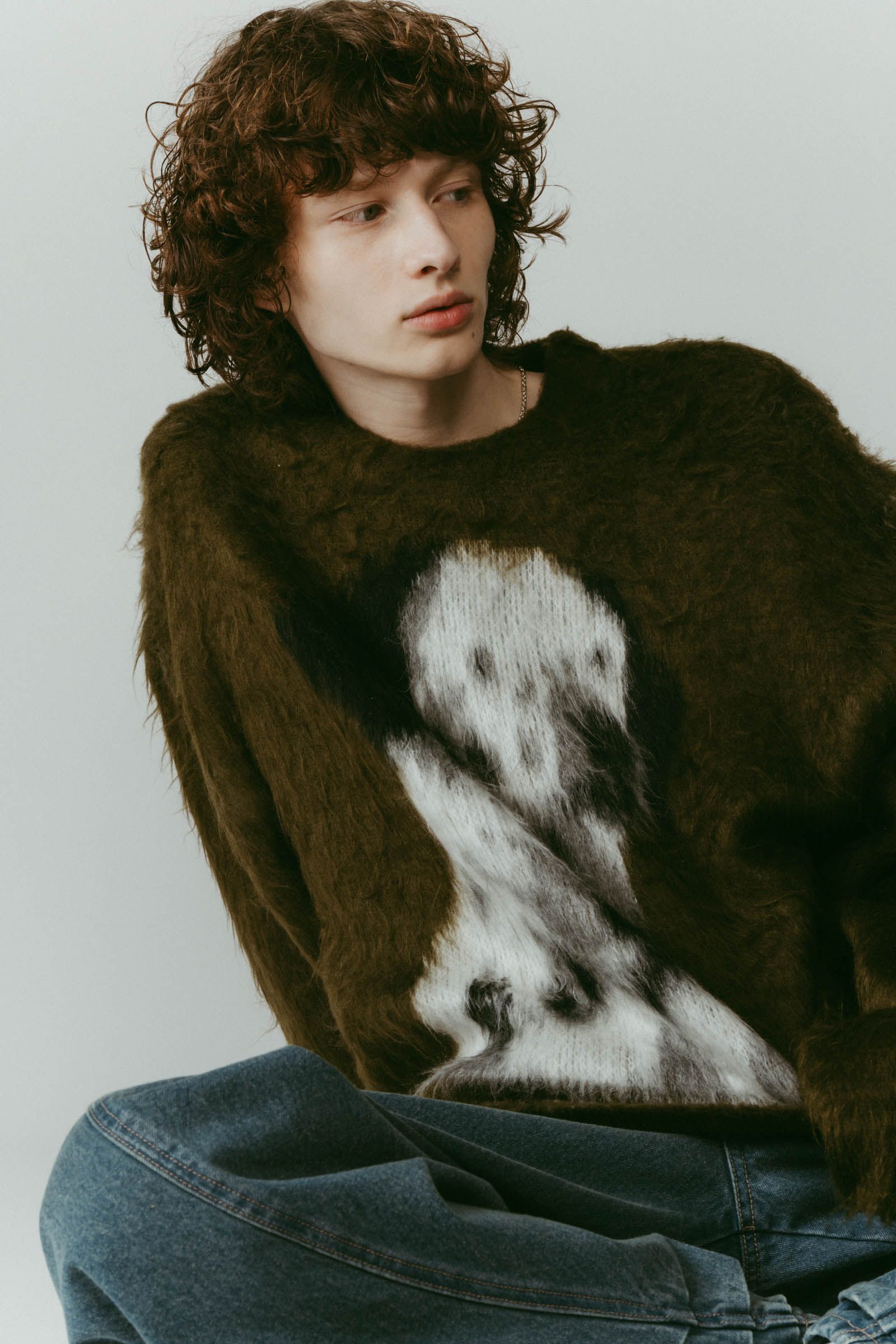 dalmatian shaggy knit(unisex) / ダルメシアン シャギーニット (グリーン) / 25AW