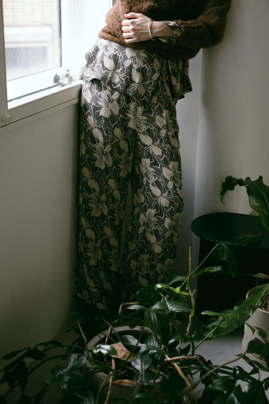 Noah jacquard pants / ジャガードパンツ (ブラック)