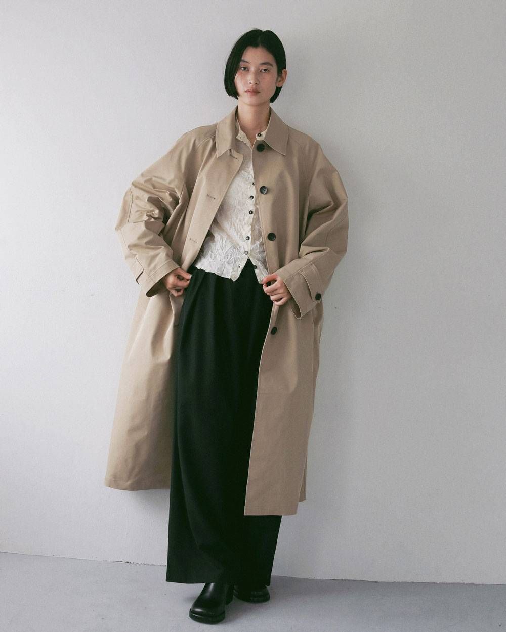 ツイルステンカラーコート (ベージュ) Soutiencollar Twill Coat (Beige) / 27SS