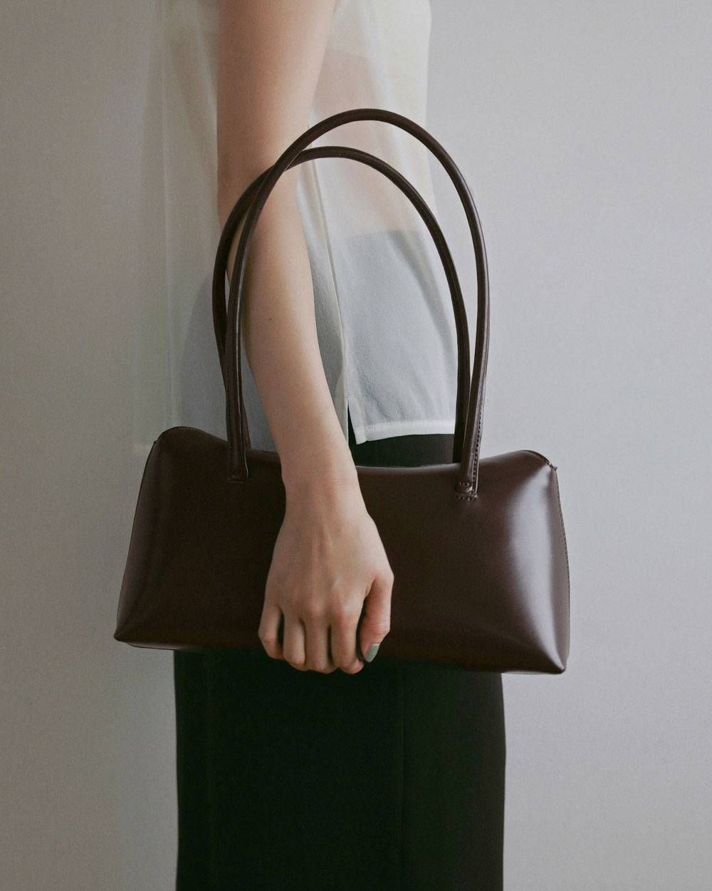 レザーボストンバッグ (ブラウン) Leather Boston Bag (Brown) / 27SS