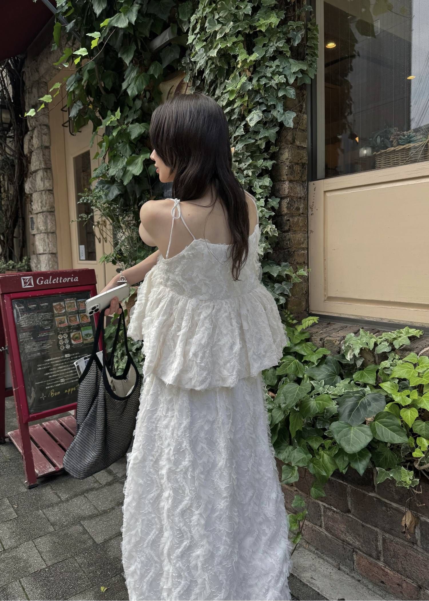 カットジャガード キャミソール (シェル) cut jacquard tulle gather camisole (Shell) /  26SS