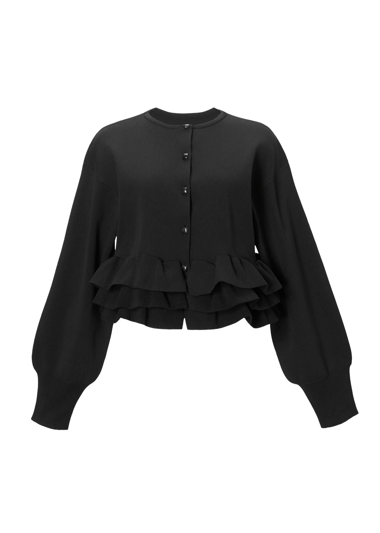 フリルニットカーディガン (ブラック) hem ruffle frill knit cardigan (Black) /  26SS