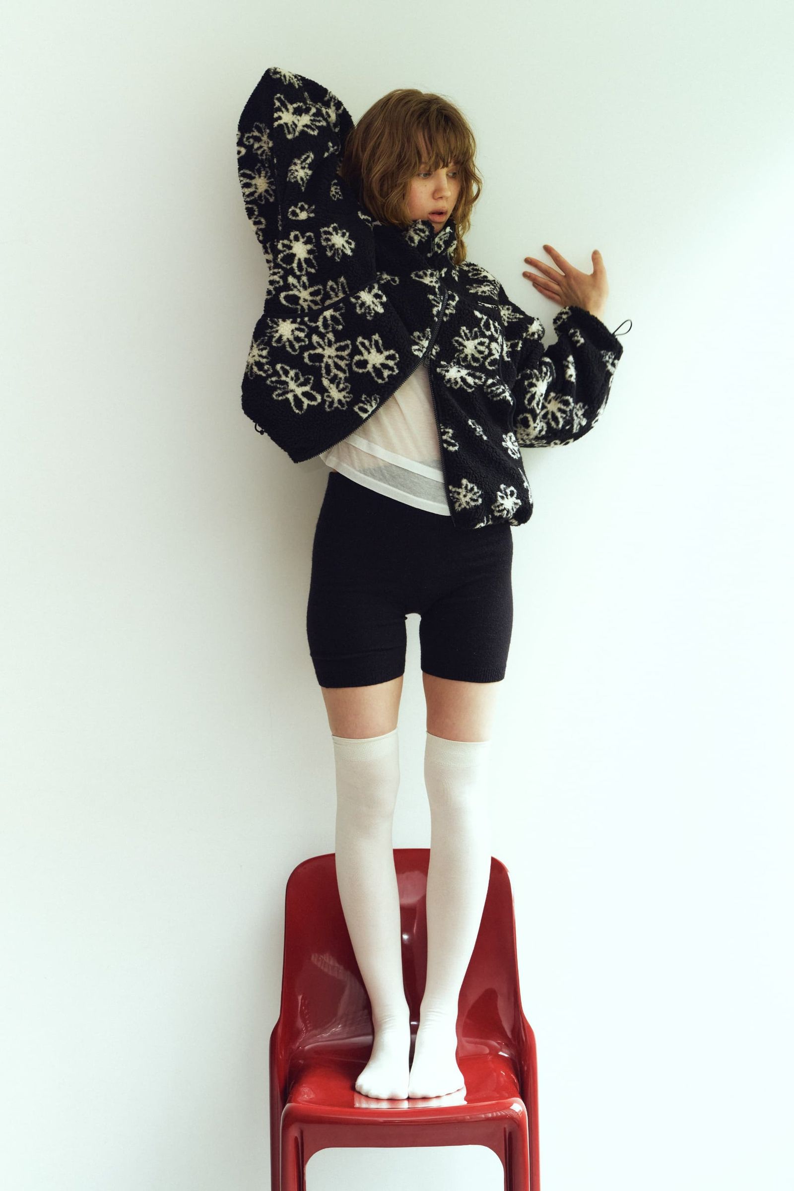 フラワー ボアフリース (ブラック) flower boa fleece(unisex) (Black) / 26AW