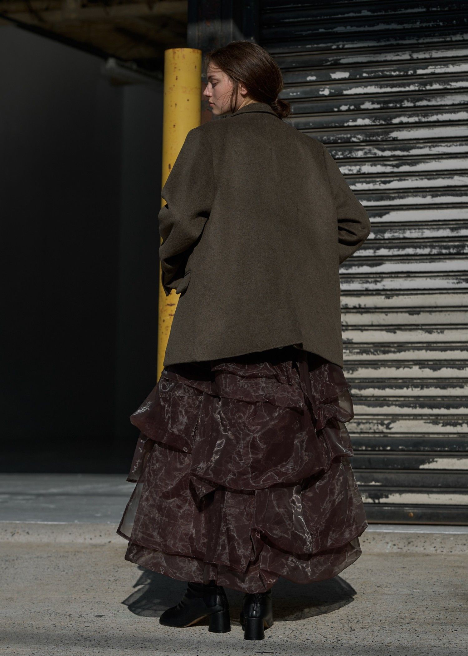 organdy random tiered pattern SK / オーガンジー ティアードスカート (ブラウン) / 25AW /