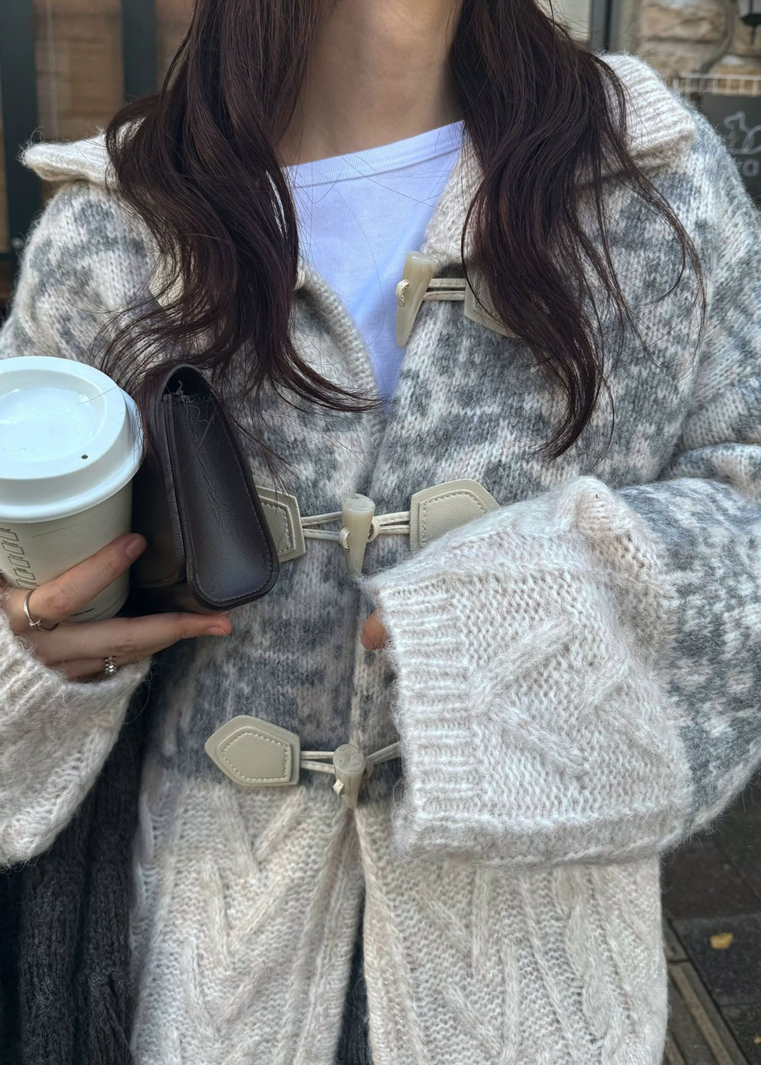 jacquard & cable placement toggle knit / ジャガード ケーブルトグルニット (ミックス) / 25AW /