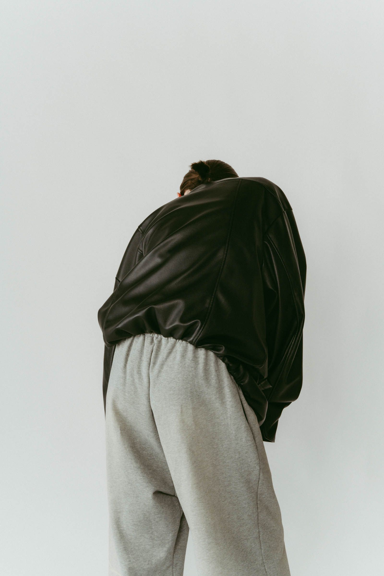 voluminous leather jacket(unisex) / ボリュームレザージャケットブルゾン (ブラック) / 25AW