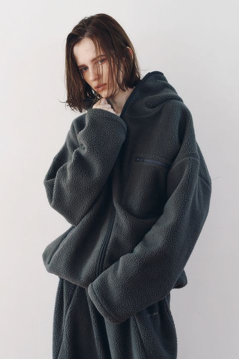 カーブジップ ボアフーディ (グレー) curved zip boa hoodie(unisex) (Gray) / 26AW
