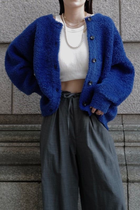 Poodle knit cardigan / プードルニット カーディガン (ブルー)