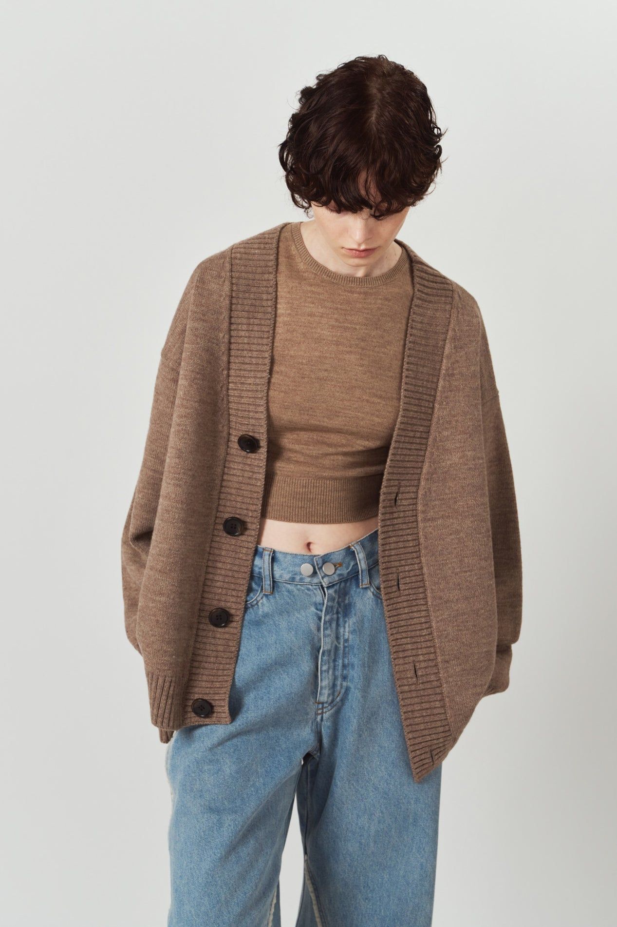 2ピース カーディガン (ブラウン) 2-piece cardigan (Brown) / 26AW