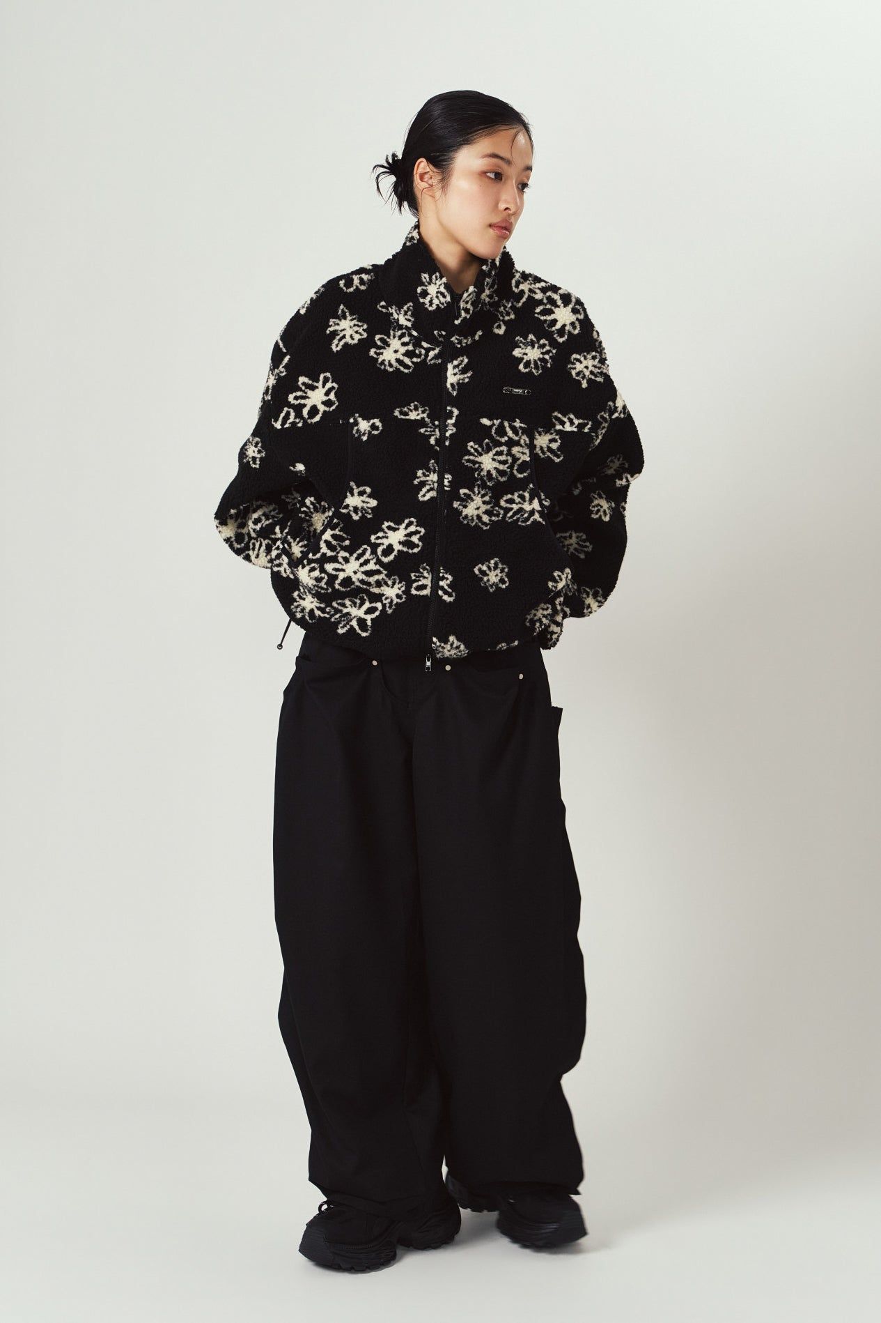 フラワー ボアフリース (ブラック) flower boa fleece(unisex) (Black) / 26AW
