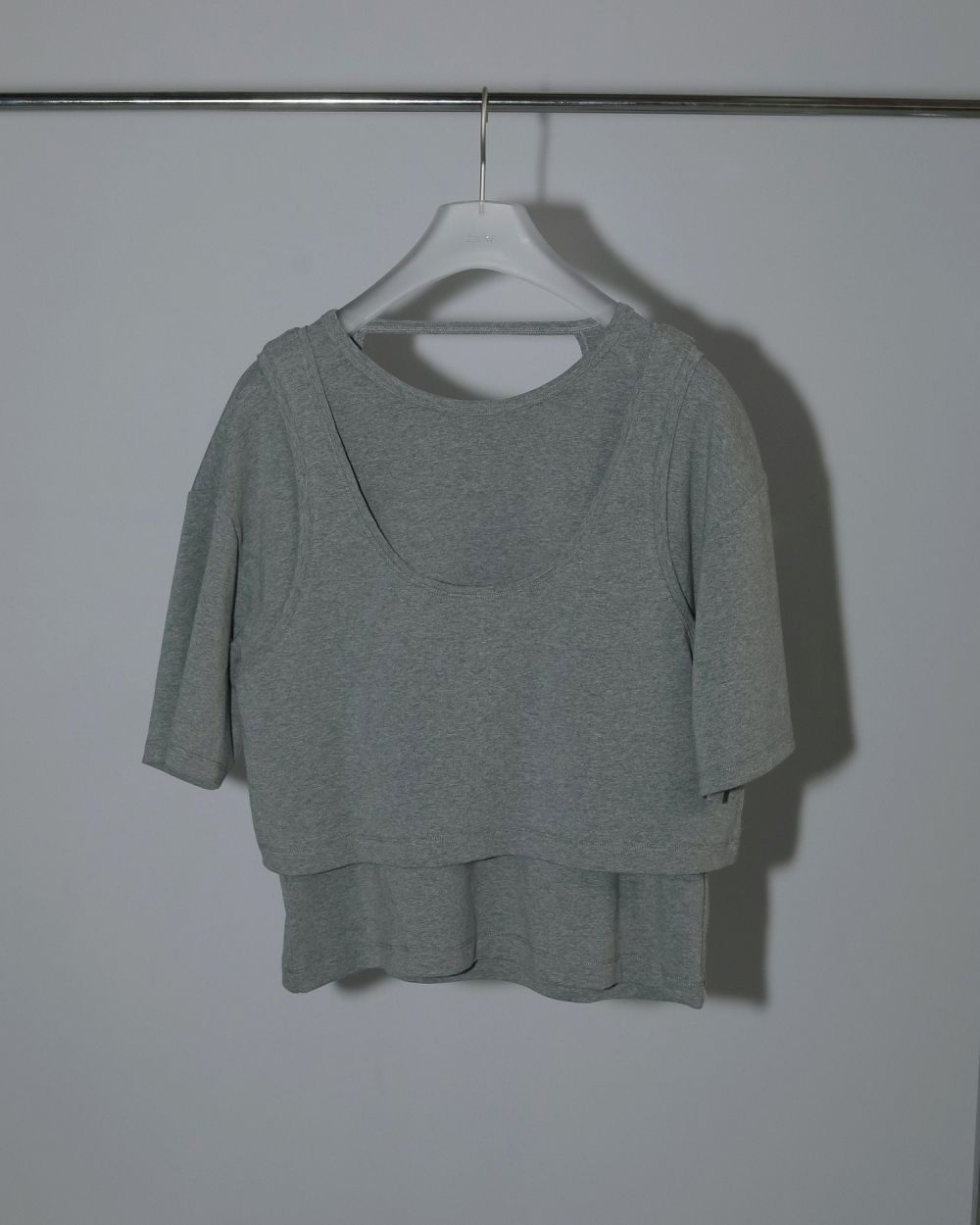 Layered Cut T-shirts / レイヤードカット Tシャツ (グレー)