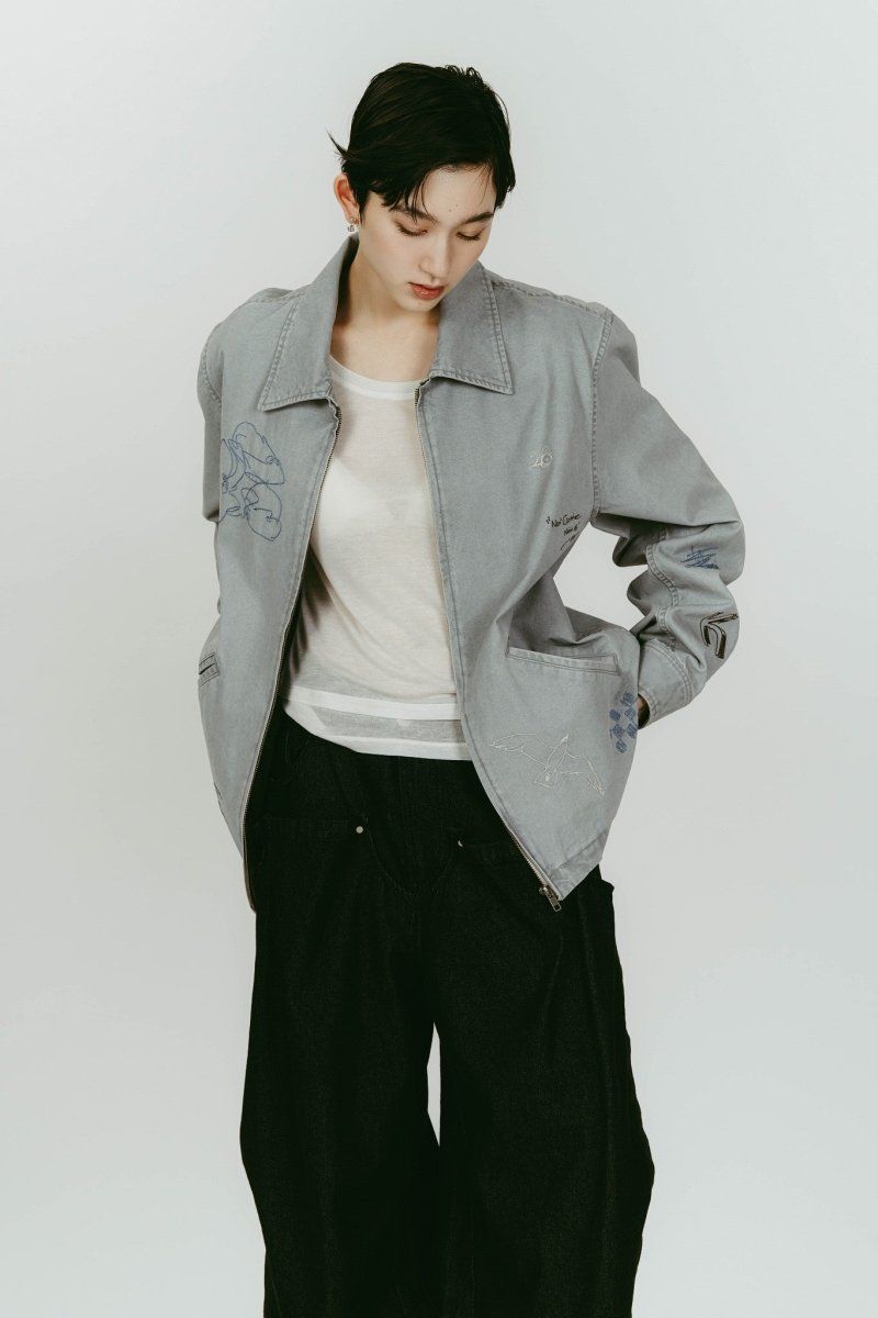 embroidered jacket(unisex) (Blue) / レタリング刺繍 ジャケット (ブルー) / 26SS